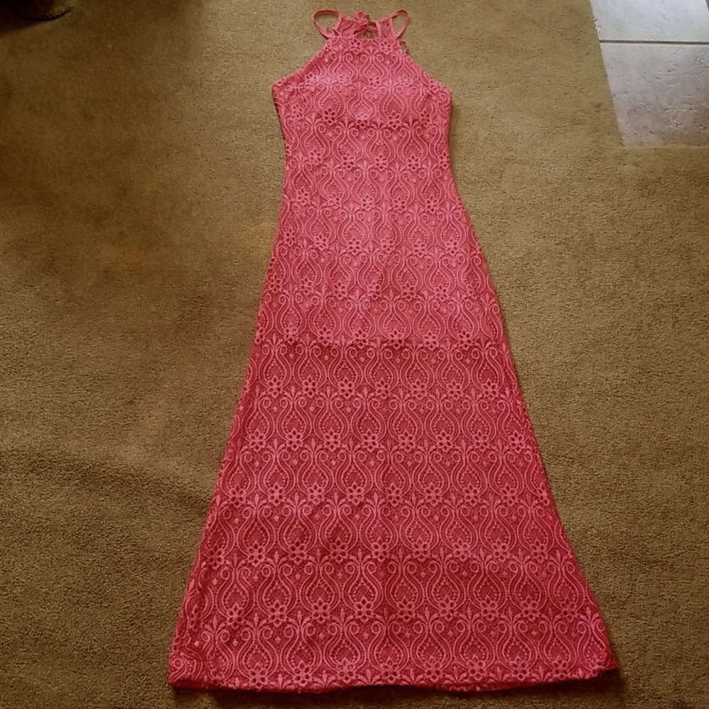 Long High Neck Halter Dress